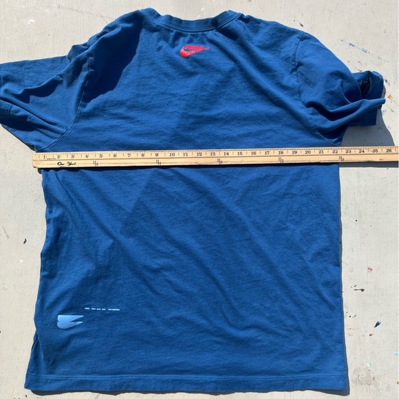 Men's Nike T-Shirt Blue All-Over Spell XL Swish Logo Streetwear City Sports - Picture 12 of 15